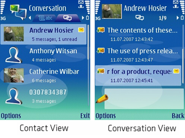 Conversation Screenshots - Image credit: Tommi's Nokia Beta Labs Blog